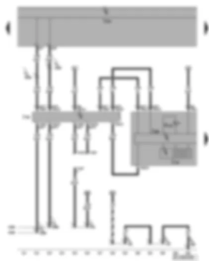 Электросхемa  VW GOLF PLUS 2007 - Комбинация приборов - диагностический интерфейс шин данных - диагностический разъём - контрольная лампа электропривода дроссельной заслонки - многофункциональный дисплей
