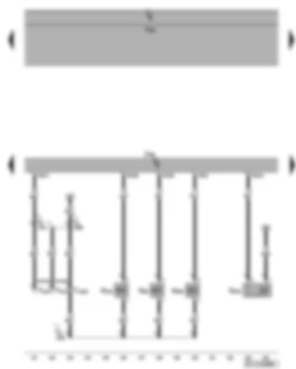 Электросхемa  VW GOLF PLUS 2007 - Блок управления двигателя - клапан системы изменения геометрии впускного коллектора - электромагнитный клапан 1 абсорбера с активированным углем - клапан 1 регулятора фаз газораспределения - регулятор давления топлива