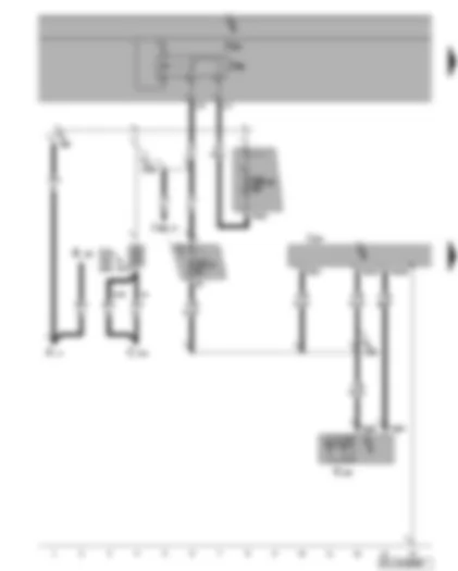 Wiring Diagram  VW GOLF PLUS 2008 - Airbag control unit - relay 2 for voltage supply for terminal 15 - fuses - front passenger side airbag deactivated warning lamp