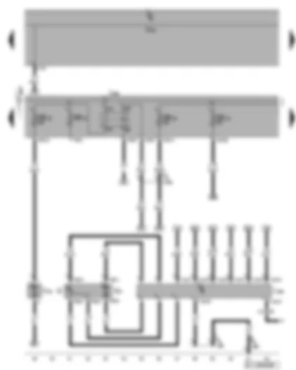 Wiring Diagram  VW GOLF PLUS 2009 - Fuel pump control unit - fuel gauge sender - fuel pump - additional coolant pump relay - coolant circulation pump