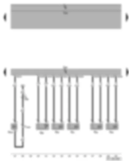 Wiring Diagram  VW GOLF PLUS 2009 - Engine control unit - coolant temperature sender at radiator outlet - fuel pressure control valve - injectors