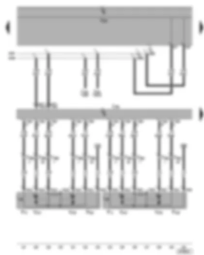 Wiring Diagram  VW GOLF PLUS 2006 - Convenience system central control unit - rear left and right door contact switch - rear left and right central locking lock unit