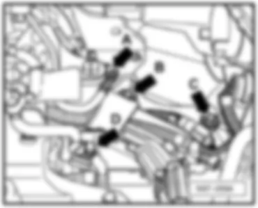 VW GOLF PLUS 2007 Overview of earth points in engine compartment