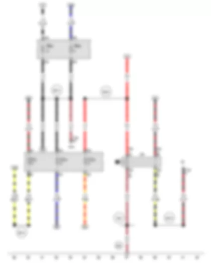 Электросхемa  VW GOLF SPORTSVAN 2012 - Реле разгрузки контакта X - Предохранитель 2 в блоке предохранителей С - Предохранитель 23 в блоке предохранителей С - Предохранитель 24 в блоке предохранителей С - Предохранитель 38 в блоке предохранителей В - Предохранитель 40 в блоке предохранителей В