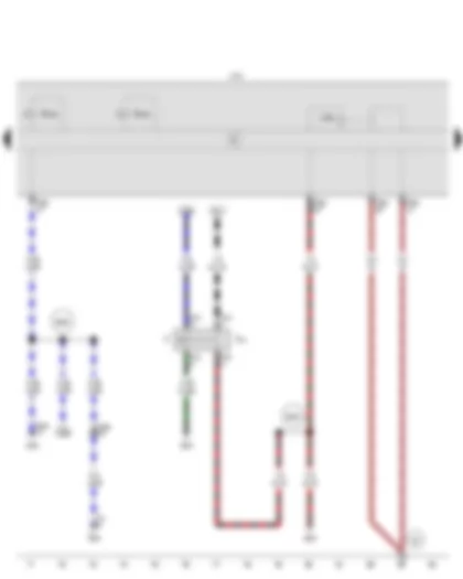 Электросхемa  VW GOLF SPORTSVAN 2012 - Выключатель стоп-сигналов - Концевой выключатель педали тормоза - Блок управления ABS - Реле электромагнитных клапанов ABS - Впускной клапан ABS в контуре заднего правого тормоза - Впускной клапан ABS в контуре заднего левого тормоза
