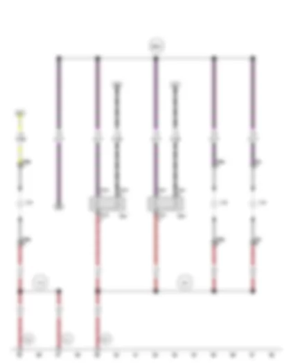 Электросхемa  VW GOLF SPORTSVAN 2012 - Лампа заднего противотуманного фонаря - Лампа левой противотуманной фары - Лампа правой противотуманной фары - Лампа дальнего света и противотуманной фары слева - Лампа дальнего света и противотуманной фары справа