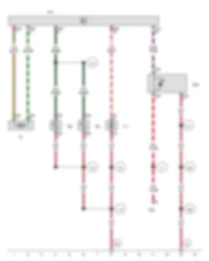 Wiring Diagram  VW GOLF SPORTSVAN 2015 - Rain and light sensor - Onboard supply control unit - Washer pump - Headlight washer system pump - Left washer jet heater element - Right washer jet heater element