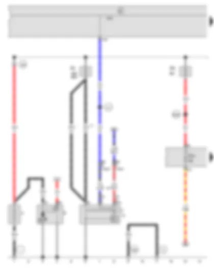 Wiring Diagram  VW GOLF VARIANT 2007 - Battery - Starter - Alternator - Onboard supply control unit - Fuse 1 in fuse holder A - Fuse 5 in fuse holder A