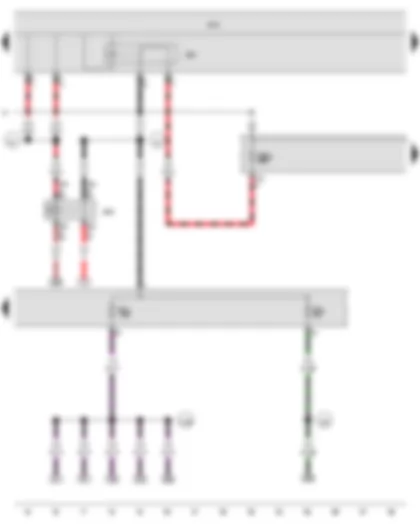 Wiring Diagram  VW GOLF VARIANT 2009 - Onboard supply control unit - Terminal 15 voltage supply relay 2 - Terminal 50 voltage supply relay