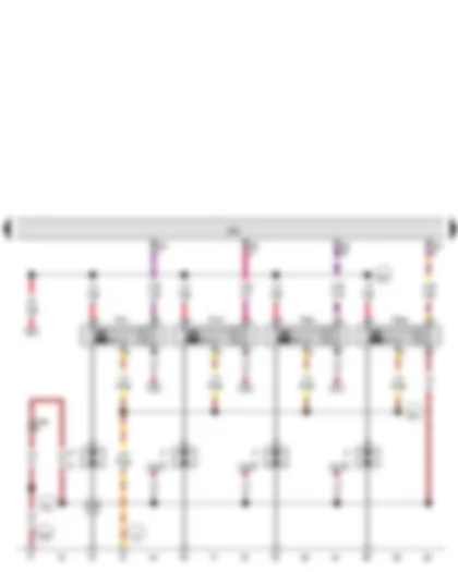 Wiring Diagram  VW GOLF VARIANT 2007 - Engine control unit - Ignition coil 1 with output stage - Ignition coil 2 with output stage - Ignition coil 3 with output stage - Ignition coil 4 with output stage - Spark plugs