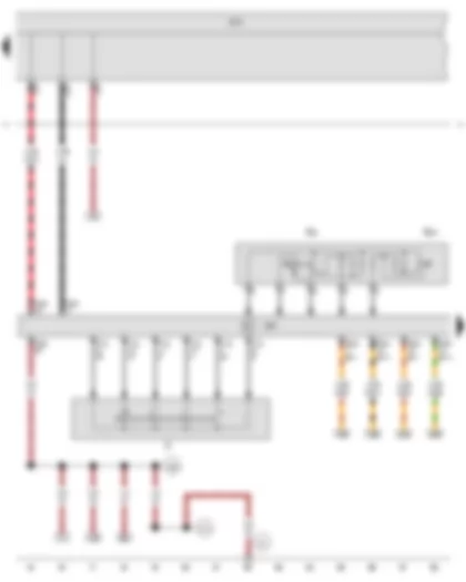 Wiring Diagram  VW GOLF VARIANT 2008 - Ignition/starter switch - Cruise control system switch - Cruise control system (CCS) SET button - Onboard supply control unit - Steering column electronics control unit