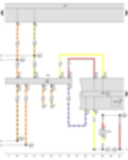 Wiring Diagram  VW GOLF VARIANT 2009 - Front left brake pad wear sender - Onboard supply control unit - Data bus diagnostic interface - Tyre Pressure Monitoring System warning lamp