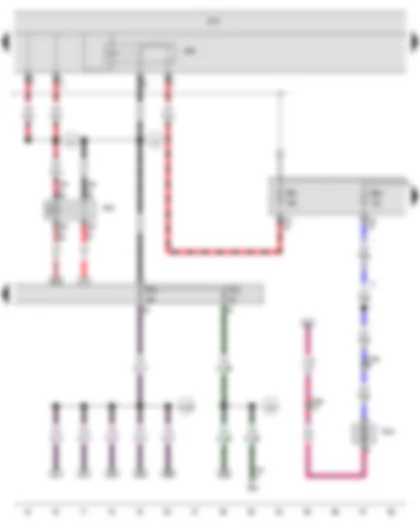 Wiring Diagram  VW GOLF VARIANT 2009 - Terminal 15 voltage supply relay - Onboard supply control unit - Terminal 50 voltage supply relay - Magnetic clutch for supercharger