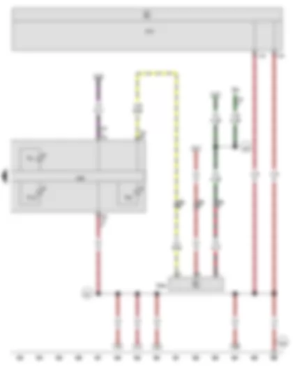 Wiring Diagram  VW GOLF VARIANT 2009 - Oil level and oil temperature sender - Control unit in dash panel insert - Onboard supply control unit - Cruise control system warning lamp - Oil level warning lamp - Electronic power control fault lamp