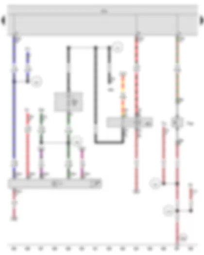 Wiring Diagram  VW GOLF VARIANT 2011 - Bonnet contact switch - Onboard supply control unit - Terminal 15 voltage supply relay 2 - Automatic anti-dazzle interior mirror