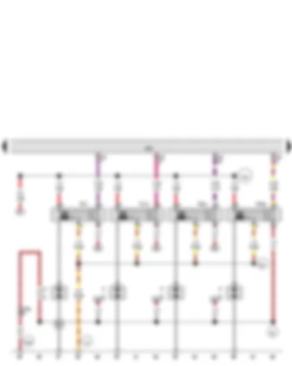 Wiring Diagram  VW GOLF VARIANT 2013 - Engine control unit - Ignition coil 1 with output stage - Ignition coil 2 with output stage - Spark plug connector - Spark plugs