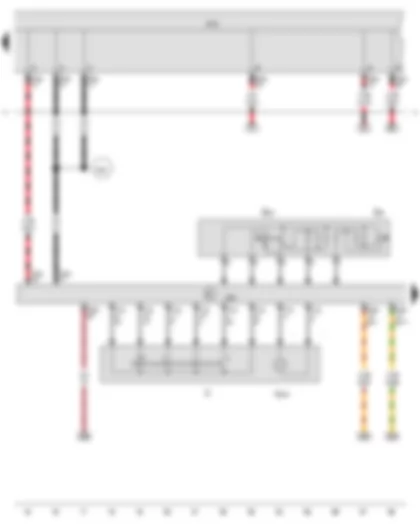 Wiring Diagram  VW GOLF VARIANT 2011 - Ignition/starter switch - Cruise control system switch - Cruise control system (CCS) SET button - Onboard supply control unit - Steering column electronics control unit - Ignition key withdrawal lock solenoid