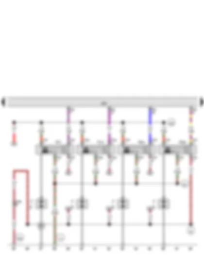 Wiring Diagram  VW GOLF VARIANT 2010 - Engine control unit - Ignition coil 1 with output stage - Ignition coil 2 with output stage - Ignition coil 3 with output stage - Ignition coil 4 with output stage - Spark plug connector - Spark plugs