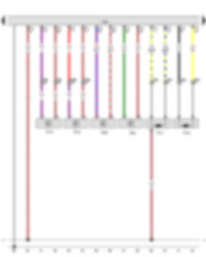 Wiring Diagram  VW GOLF VARIANT 2010 - Side airbag crash sensor on driver side - Side airbag crash sensor on front passenger side - Rear side airbag crash sensor on driver side - Rear side airbag crash sensor on front passenger side - Airbag control unit - Front passenger side airbag igniter 1