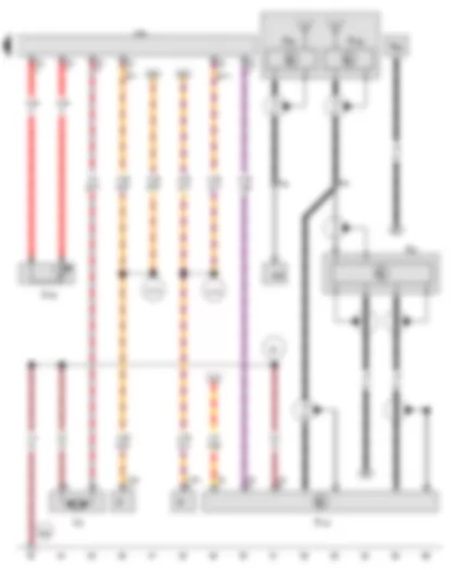 Wiring Diagram  VW GOLF VARIANT 2010 - Overheating sensor - Auxiliary heater control unit - GPS aerial - Aerial filter - Remote control receiver for auxiliary coolant heater - Auxiliary heater aerial - Metering pump