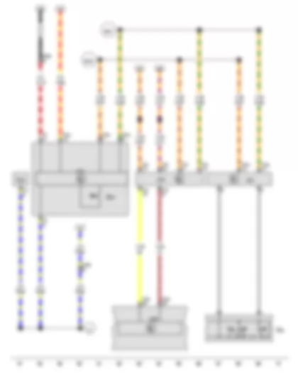 Wiring Diagram  VW GOLF VARIANT 2010 - Multifunction display call-up button - Reset button - Control unit in dash panel insert - Air conditioning system control unit - Steering column electronics control unit - Data bus diagnostic interface