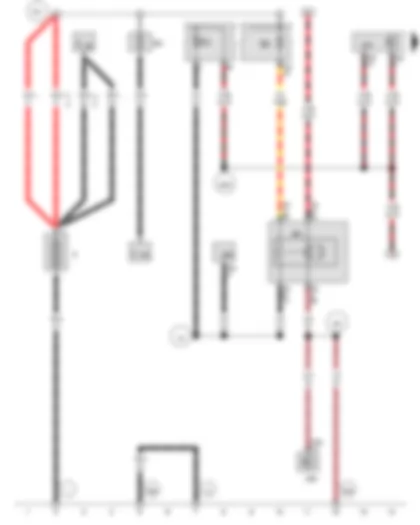 Wiring Diagram  VW GOLF VARIANT 2010 - Battery - Airbag control unit - Terminal 15 voltage supply relay 2