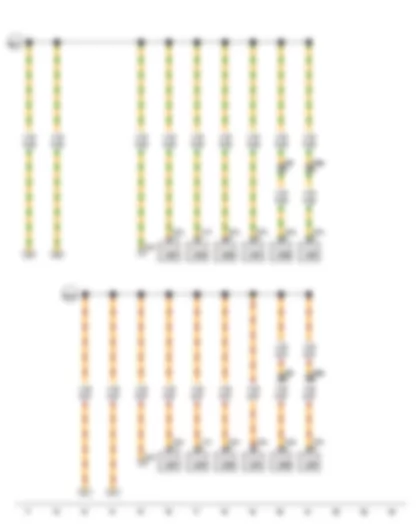 Wiring Diagram  VW GOLF VARIANT 2010 - Climatronic control unit - Air conditioning system control unit - Trailer detector control unit - Driver door control unit - Front passenger door control unit - Steering column electronics control unit