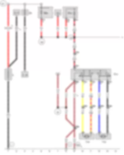 Wiring Diagram  VW GOLF VARIANT 2010 - Battery - Driver seat lumbar support adjustment switch - Driver seat lumbar support longitudinal adjustment motor - Driver seat lumbar support height adjustment motor