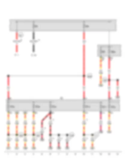 Wiring Diagram  VW GOLF VARIANT 2014 - Battery - Fuse 1 in fuse holder A - Fuse 5 in fuse holder A - Fuse 7 on fuse holder B - Fuse holder C - Fuse 29 on fuse holder B