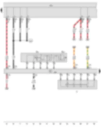 Wiring Diagram  VW GOLF VARIANT 2012 - Ignition/starter switch - Cruise control system switch - Cruise control system (CCS) SET button - Onboard supply control unit - Steering column electronics control unit