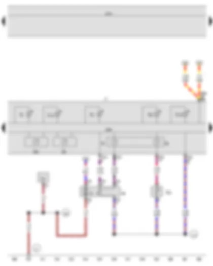 Wiring Diagram  VW GOLF VARIANT 2011 - Fuel gauge sender - Fuel gauge - Coolant temperature gauge - Fuel system pressurisation pump - Speedometer - Onboard supply control unit - Dash panel insert - Cruise control system warning lamp