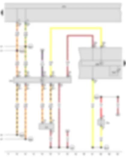 Wiring Diagram  VW GOLF VARIANT 2011 - Front left brake pad wear sender - Control unit in dash panel insert - Onboard supply control unit - Data bus diagnostic interface - Tyre Pressure Loss Indicator warning lamp