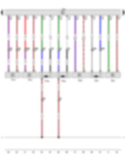 Wiring Diagram  VW GOLF VARIANT 2011 - Side airbag crash sensor on driver side - Side airbag crash sensor on front passenger side - Rear side airbag crash sensor on driver side - Rear side airbag crash sensor on front passenger side - Airbag control unit - Side airbag igniter on driver side - Side airbag igniter on front passenger side - Driver side curtain airbag igniter