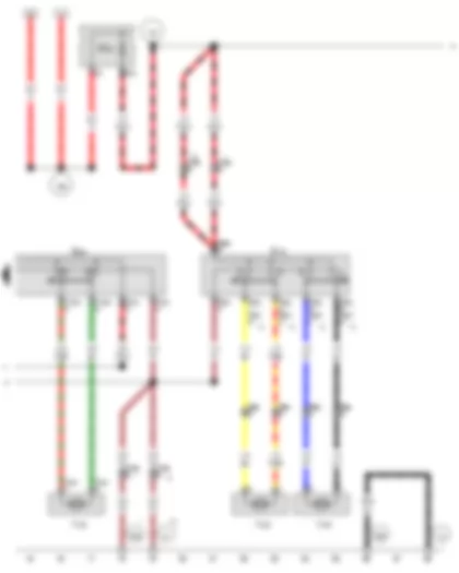 Wiring Diagram  VW GOLF VARIANT 2012 - Driver seat lumbar support adjustment switch - Seat height adjustment button - Driver seat lumbar support longitudinal adjustment motor - Driver seat lumbar support height adjustment motor - Driver seat height adjustment motor