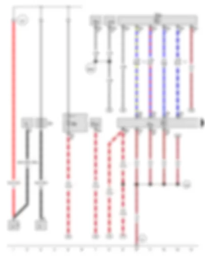 Wiring Diagram  VW GOLF VARIANT 2014 - Operating unit for preparation for mobile telephone - Telephone transmitter and receiver unit - Fuse 1 in fuse holder A - Fuse 9 on fuse holder B
