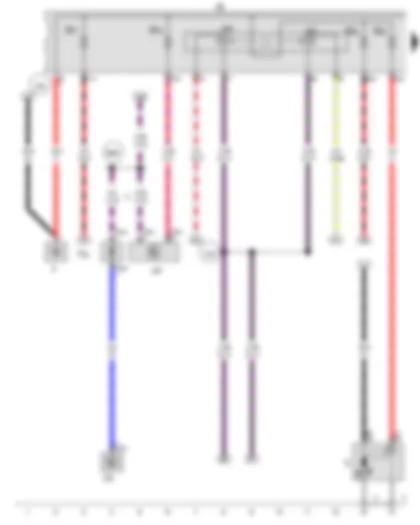 Wiring Diagram  VW GOLF VARIANT 2016 - Battery - Starter - Alternator with voltage regulator - Battery monitor control unit - Starter relay 1 - Starter relay 2 - Fuse holder B