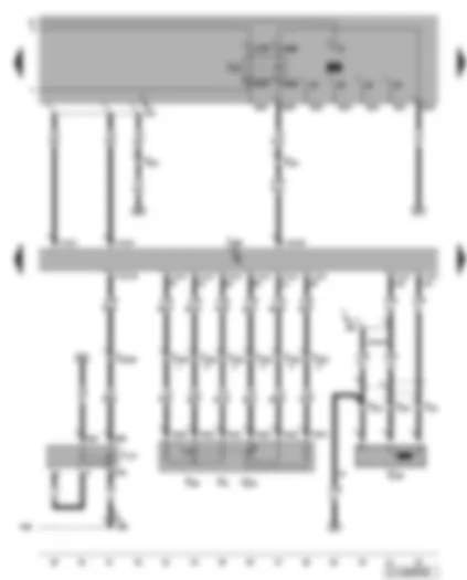 Wiring Diagram  VW GOLF 2003 - Diesel direct injection system control unit - glow plug relay - kickdown switch - engine speed sender - idling speed switch - accelerator position sender - terminal 30 voltage supply relay