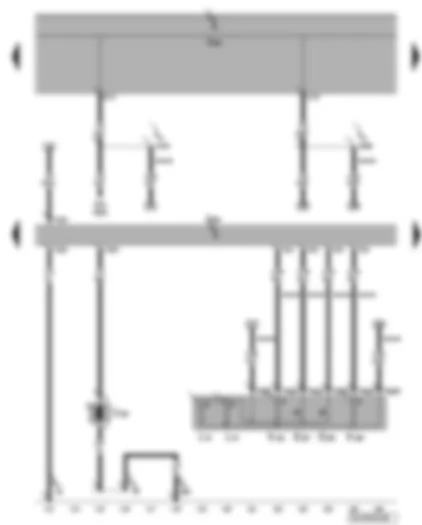 Электросхемa  VW GOLF 2006 - Центральный блок управления систем комфорта - выключатель отключения системы охраны салона - клавиша отключения датчика наклона автомобиля - электродвигатель запирания лючка горловины топливного бака