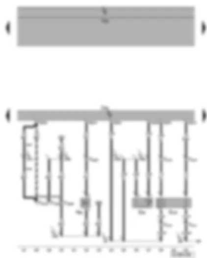 Электросхемa  VW GOLF 2006 - Блок управления двигателя - лямбда-зонд после катализатора - электромагнитный клапан абсорбера - датчик температуры охлаждающей жидкости на выходе из радиатора