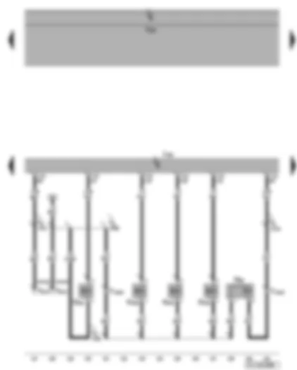 Электросхемa  VW GOLF 2007 - Блок управления двигателя - клапан заслонки ОГ 1 - клапаны системы регулирования фаз газораспределения - клапан системы изменения геометрии впускного коллектора - электромагнитный клапан 1 абсорбера