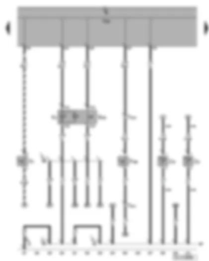 Электросхемa  VW GOLF 2007 - Клавиша включения аварийной световой сигнализации - выключатель фонарей заднего хода - концевой выключатель капота - нагревательные резисторы жиклёров омывателя