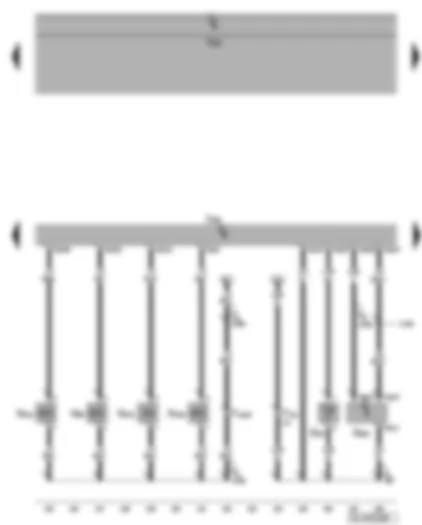 Электросхемa  VW GOLF 2007 - Клапан заслонок впускных каналов - клапан системы регулирования фаз газораспределения - регулятор давления топлива - датчик температуры ОЖ на выходе из радиатора - датчик давления для усилителя тормозов