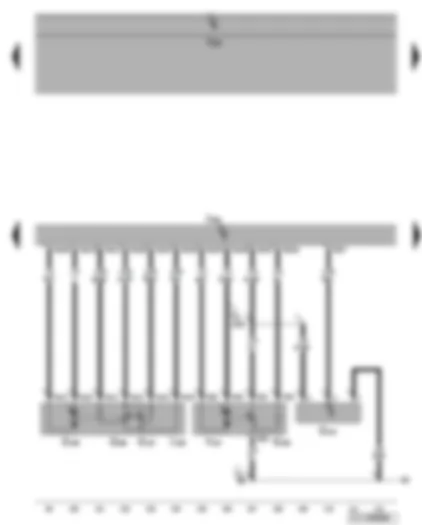 Электросхемa  VW GOLF 2007 - Блок управления двигателя - блок дроссельной заслонки - электродвигатель привода заслонок впускных каналов - датчик положения заслонок впускных каналов (потенциометр) - датчик низкого давления топлива