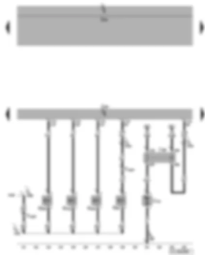 Электросхемa  VW GOLF 2007 - Блок управления двигателя - реле насоса вторичного воздуха - клапаны системы регулирования фаз газораспределения - клапан системы изменения геометрии впускного коллектора - электромагнитный клапан 1 абсорбера - электродвигатель насоса вторичного воздуха