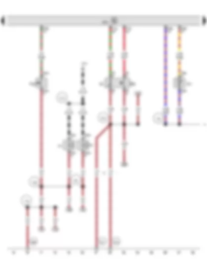 Электросхемa  VW GOLF 2013 - Выключатель аварийной световой сигнализации - Концевой выключатель крышки багажного отсека спереди - Датчик наружной температуры - Сигнал высокого тона - Сигнал низкого тона - Блок управления бортовой сети