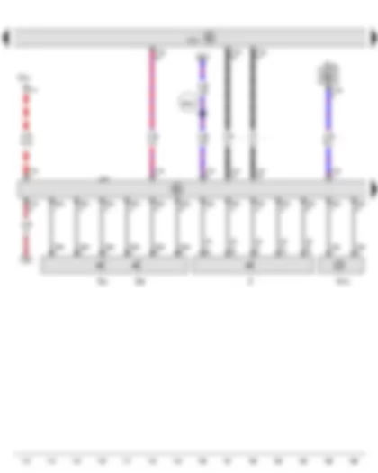 Электросхемa  VW GOLF 2013 - Выключатель зажигания и стартера - Переключатель стеклоочистителя с прерывистым режимом работы - Клавиша вызова многофункционального дисплея - Селектор - Блок управления бортовой сети - Блок управления рулевой колонки - Электромагнит блокировки извлечения ключа из замка зажигания