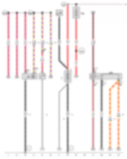 Wiring Diagram  VW GOLF 2009 - Battery - Terminal 15 voltage supply relay - Battery monitor control unit - Fuse 5 in fuse holder A