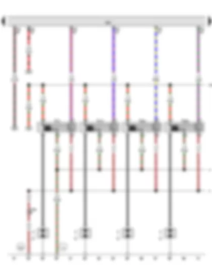 Wiring Diagram  VW GOLF 2011 - Engine control unit - Ignition coil 1 with output stage - Ignition coil 2 with output stage - Ignition coil 3 with output stage - Ignition coil 4 with output stage - Spark plugs