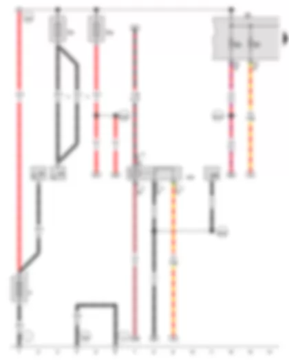 Wiring Diagram  VW GOLF 2011 - Battery - Terminal 15 voltage supply relay - Fuse 1 in fuse holder A - Fuse 5 in fuse holder A - Fuse holder B