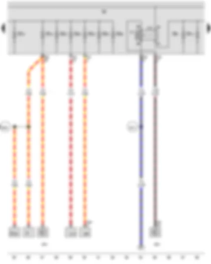 Wiring Diagram  VW GOLF 2011 - Control unit with display for radio and navigation - Engine component current supply relay - Fuse holder B - Fuse 19 on fuse holder B - Fuse 20 on fuse holder B - Fuse 49 on fuse holder B